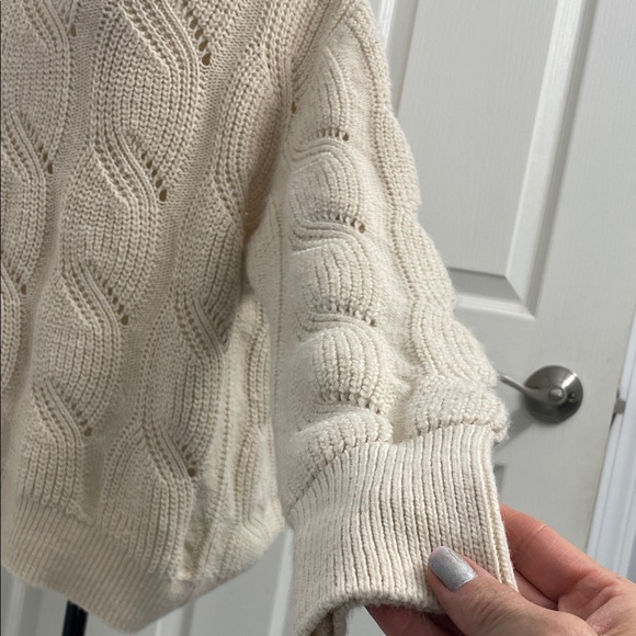 Evolution by Cyrus Cable Knit Cream Turtleneck Long Sleeve Sweater Sz M - Picture 5 of 11